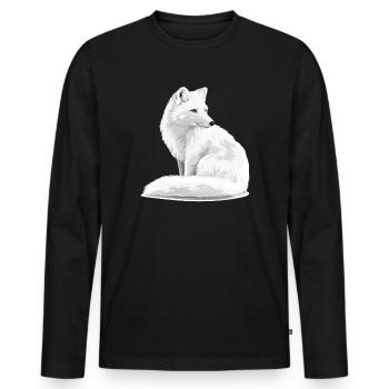Schneeweißer Fuchs Illustration - Männer Premium Bio Langarmshirt - Schwarz - Vorne - Nico (187cm)
