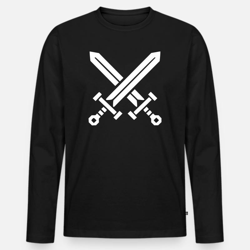 Gekreuzte Schwerter Ritter - Männer Premium Bio Langarmshirt - Schwarz