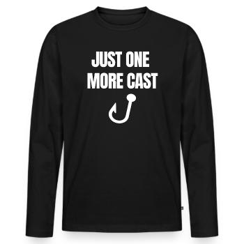 Just One More Cast – Fun Angler Design - Men's Premium Organic Long Sleeve Shirt - black - Front - Nico (187cm)