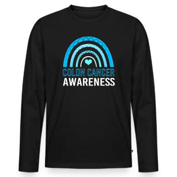 Côlon, cancer, gros intestin - T-shirt manches longues Premium bio Homme - noir - Devant - Nico (187cm)