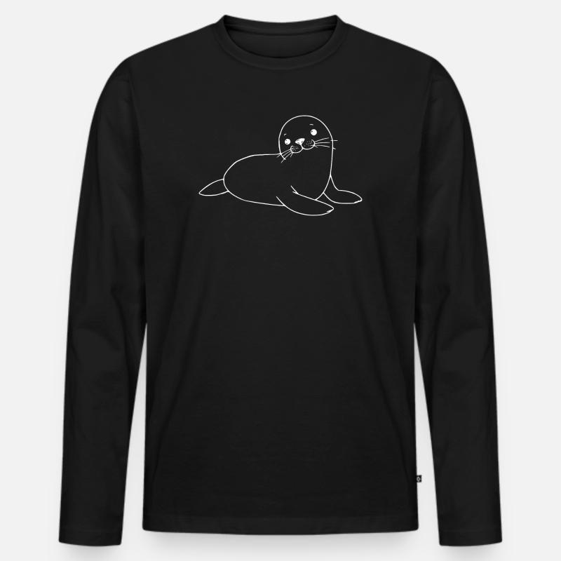 Robbe Seehund Robben Seehunde - Männer Premium Bio Langarmshirt - Schwarz