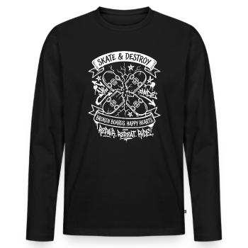 Patiner et détruire - T-shirt manches longues Premium bio Homme - noir - Devant - Nico (187cm)