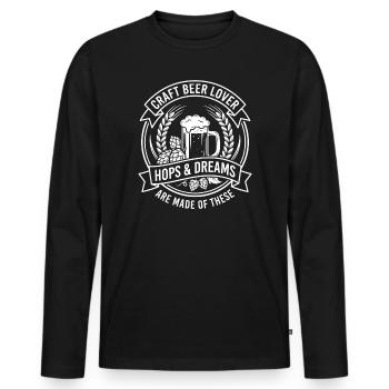 Craft Beer Hops and Dreams - Männer Premium Bio Langarmshirt - Schwarz - Vorne - Nico (187cm)