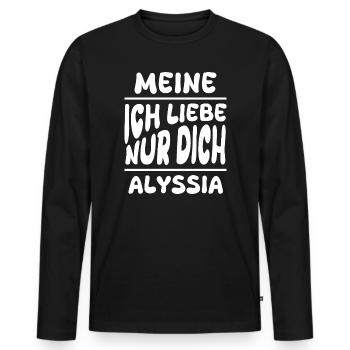 Dear Alyssia, - Men's Premium Organic Long Sleeve Shirt - black - Front - Nico (187cm)