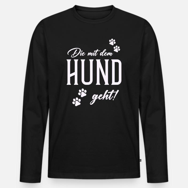 Hund und Gassi Stil - Männer Premium Bio Langarmshirt - Schwarz