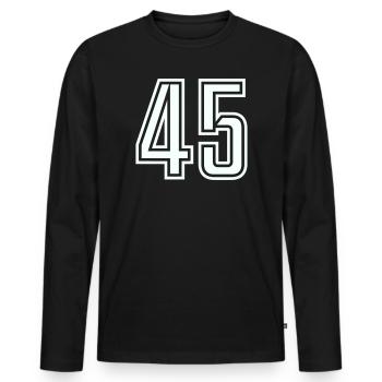 45 - Men's Premium Organic Long Sleeve Shirt - black - Front - Nico (187cm)