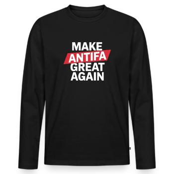 Rendre Antifa grande à nouveau - Antifascist Tee - T-shirt manches longues Premium bio Homme - noir - Devant - Nico (187cm)