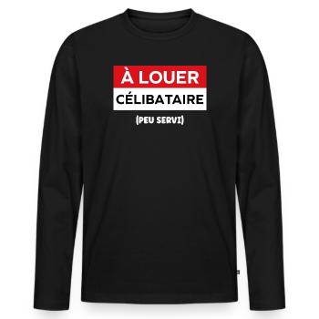 célibataire - T-shirt manches longues Premium bio Homme - noir - Devant - Nico (187cm)