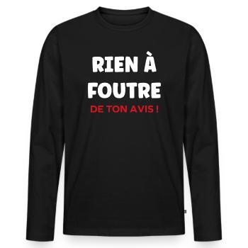 rien à foutre - T-shirt manches longues Premium bio Homme - noir - Devant - Nico (187cm)