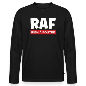 rien à foutre - T-shirt manches longues Premium bio Homme - noir - Devant - Nico (187cm)
