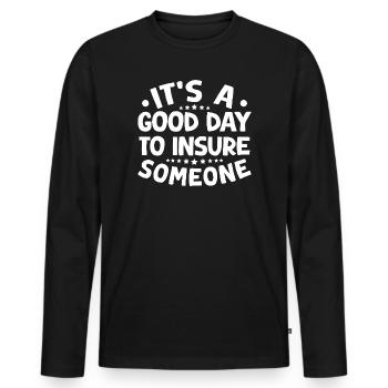 Insurance Agent Costume Good Day To Insure - Men's Premium Organic Long Sleeve Shirt - black - Front - Nico (187cm)