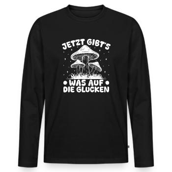 Les champignons morilles, maintenant quelque chose sur les chasseurs de champignons caqueteurs - T-shirt manches longues Premium bio Homme - noir - Devant - Nico (187cm)