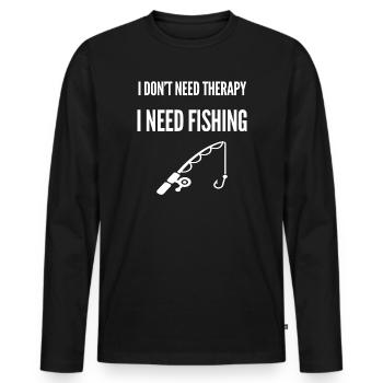 J’ai besoin de pêche – Angeln Humour - T-shirt manches longues Premium bio Homme - noir - Devant - Nico (187cm)