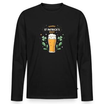 St. Patrick's Day Festive Beer - Men's Premium Organic Long Sleeve Shirt - black - Front - Nico (187cm)