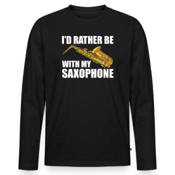 Je préfère être avec mon saxophoniste - T-shirt manches longues Premium bio Homme - noir - Devant - Nico (187cm)