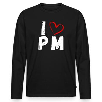 I Love PM | I love PM | Product Management - Men's Premium Organic Long Sleeve Shirt - black - Front - Nico (187cm)