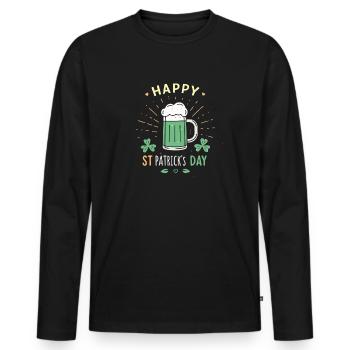 Festliches St. Patrick's Day Glas - Männer Premium Bio Langarmshirt - Schwarz - Vorne - Nico (187cm)