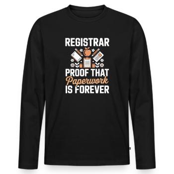 Secretary, School Office, Organisation, Receptionist - Men's Premium Organic Long Sleeve Shirt - black - Front - Nico (187cm)