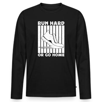 Coureur de marathon : courez fort ou rentrez chez soi en courant - T-shirt manches longues Premium bio Homme - noir - Devant - Nico (187cm)