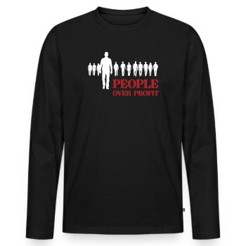 Les gens plutôt que le profit - T-shirt manches longues Premium bio Homme - noir - Devant - Nico (187cm)