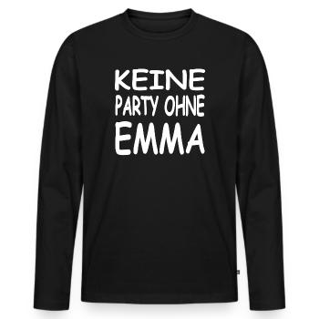 Emma - Männer Premium Bio Langarmshirt - Schwarz - Vorne - Nico (187cm)