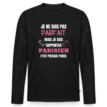 Parisian Passion Rugby Supporter - Men's Premium Organic Long Sleeve Shirt - black - Front - Nico (187cm)