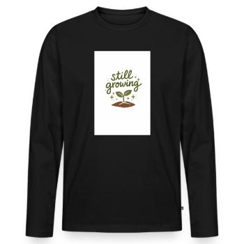 Toujours en croissance - T-shirt manches longues Premium bio Homme - noir - Devant - Nico (187cm)