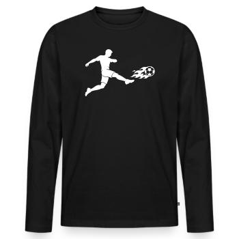 Soccer Striker Silhouette - Men's Premium Organic Long Sleeve Shirt - black - Front - Nico (187cm)