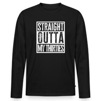 Citation drôle tout droit sortie de la trentaine - T-shirt manches longues Premium bio Homme - noir - Devant - Nico (187cm)