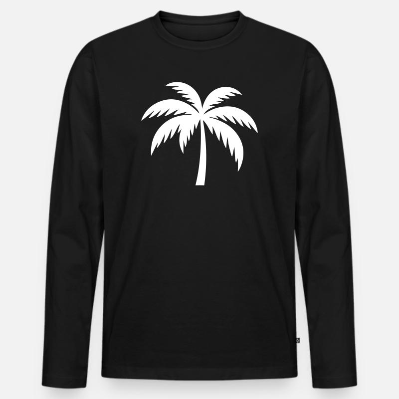 Palme Silhouette - Männer Premium Bio Langarmshirt - Schwarz