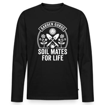 Garten Gurus Erde fürs Leben - Männer Premium Bio Langarmshirt - Schwarz - Vorne - Nico (187cm)