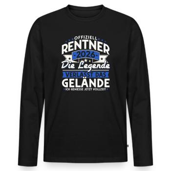 Retraités 2026 - La légende quitte le site - T-shirt manches longues Premium bio Homme - noir - Devant - Nico (187cm)