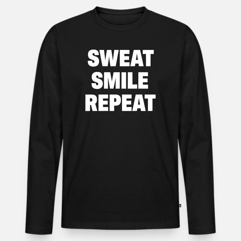 Sweat Smile Repeat - Männer Premium Bio Langarmshirt - Schwarz