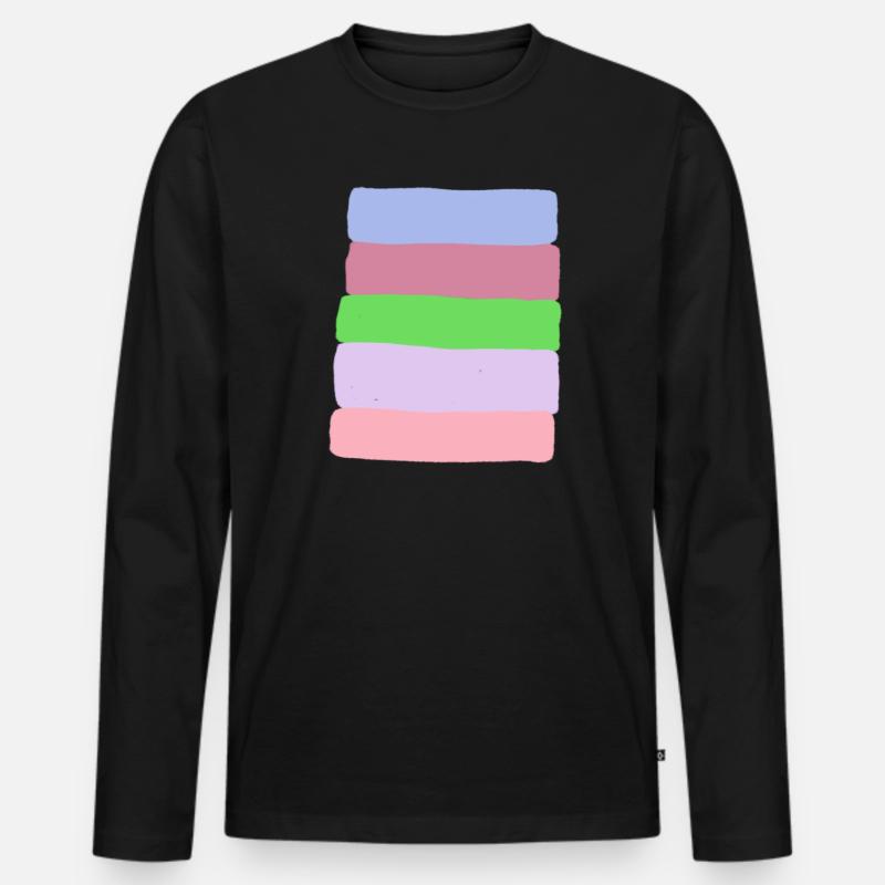 Pastellstreifen-Stack - Männer Premium Bio Langarmshirt - Schwarz