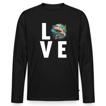Salmon Salmon - Men's Premium Organic Long Sleeve Shirt - black - Front - Nico (187cm)