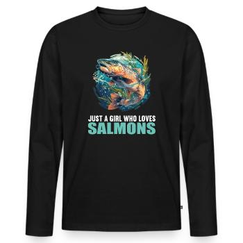 Salmon Salmon - Men's Premium Organic Long Sleeve Shirt - black - Front - Nico (187cm)