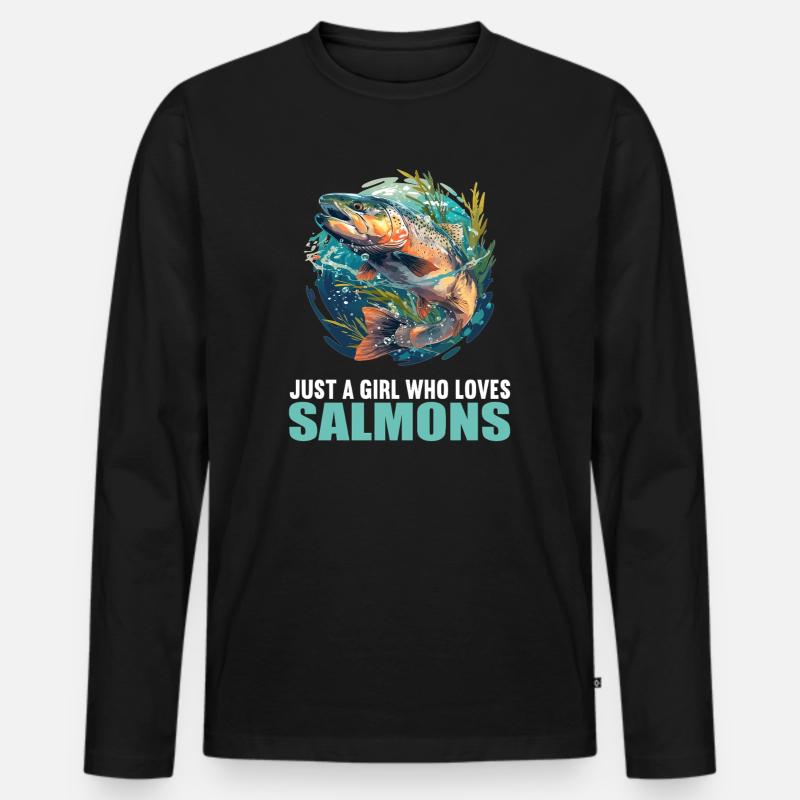 Lachse Lachs - Männer Premium Bio Langarmshirt - Schwarz