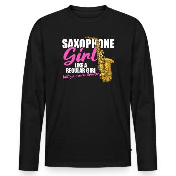 Saxophone girl Saxophone player - Men's Premium Organic Long Sleeve Shirt - black - Front - Nico (187cm)