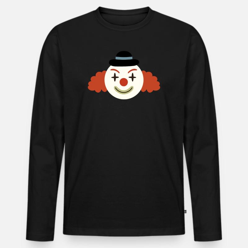 Fröhliche Clownsgesicht Retro-Kunst - Männer Premium Bio Langarmshirt - Schwarz