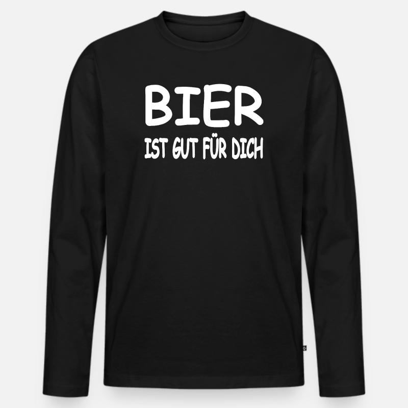 Bier - Männer Premium Bio Langarmshirt - Schwarz