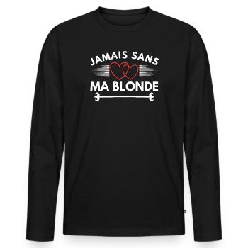 Couple Homme St Valentin Humour - T-shirt manches longues Premium bio Homme - noir - Devant - Nico (187cm)