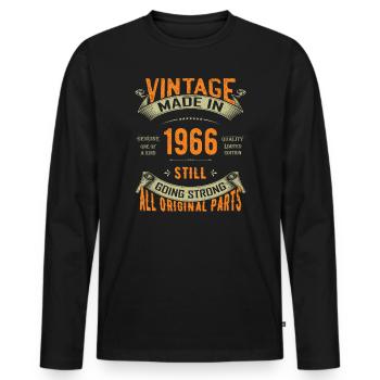 Vintage 1966 Still Going Strong - Men's Premium Organic Long Sleeve Shirt - black - Front - Nico (187cm)