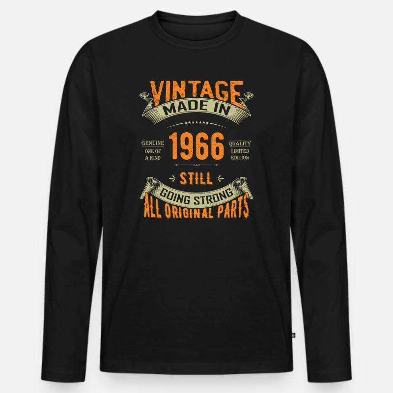 Vintage 1966 immer noch stark - Männer Premium Bio Langarmshirt - Schwarz