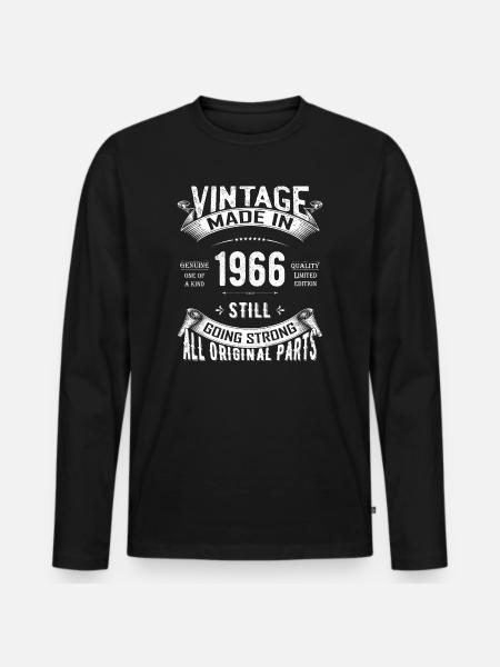 Vintage 1966 immer noch stark - Männer Premium Bio Langarmshirt - Schwarz