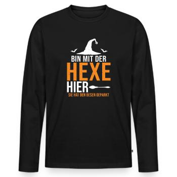 I'm here with the witch Halloween - Men's Premium Organic Long Sleeve Shirt - black - Front - Nico (187cm)