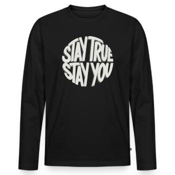 Reste fidèle, reste toi-même - T-shirt manches longues Premium bio Homme - noir - Devant - Nico (187cm)