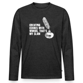 Quill Echoes Slam Poetry - Men's Premium Organic Long Sleeve Shirt - heather anthracite - Front - Nico (187cm)