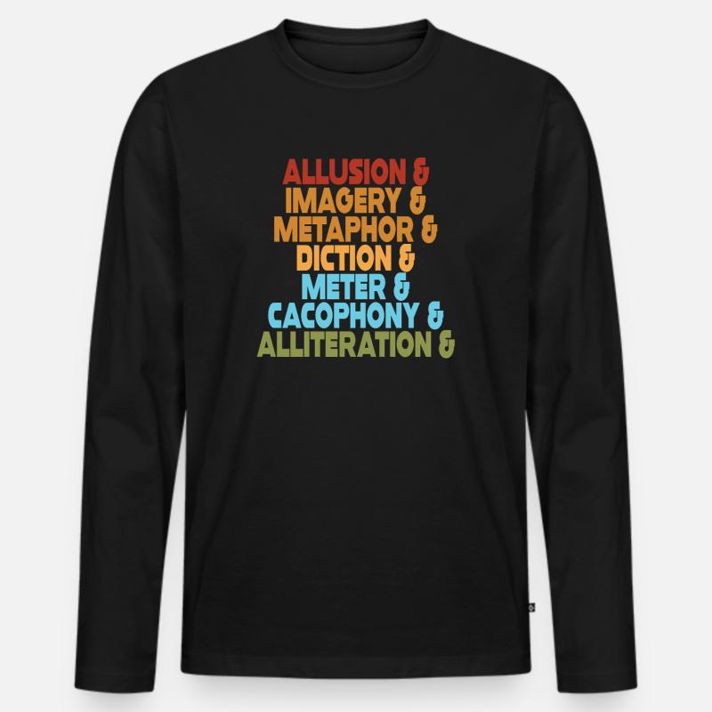 Literarische Mittel Typografie-Stack - Männer Premium Bio Langarmshirt - Schwarz