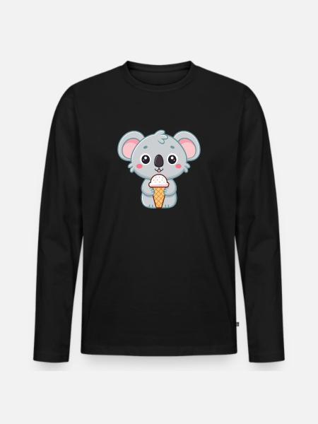 Koala-Gourmand-Eis - Männer Premium Bio Langarmshirt - Schwarz