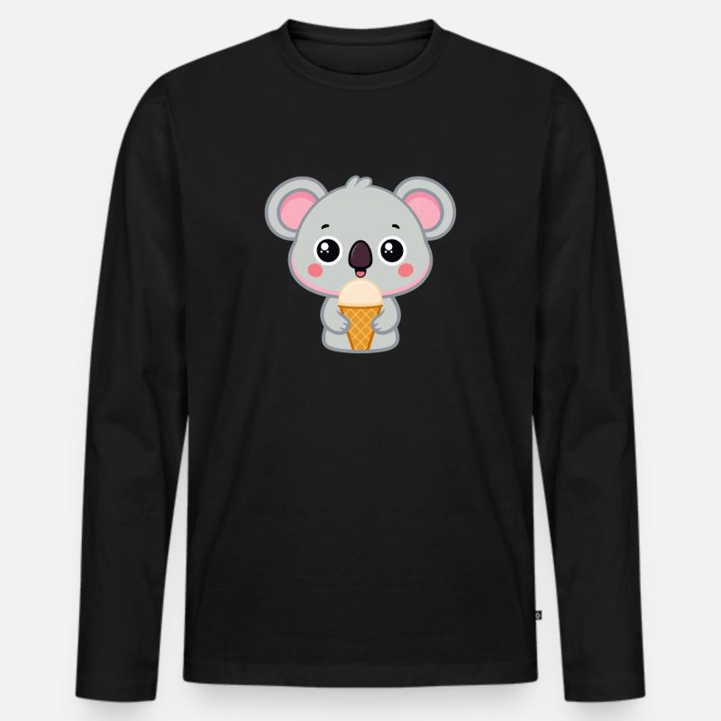 Kawaii Eiskaffer-Gourmet-Koala - Männer Premium Bio Langarmshirt - Schwarz